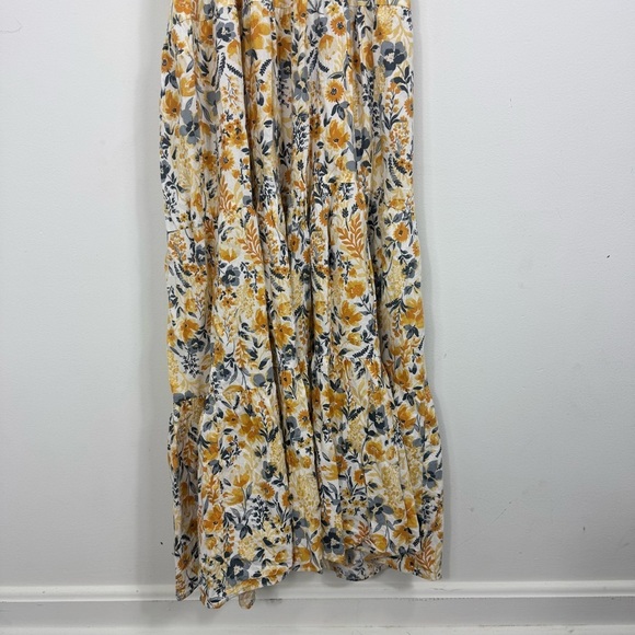 Joie Floral Mommy and Me Cotton Blend Yellow Gray Thin Strap Maxi Tier Dress 2 - Picture 7 of 13